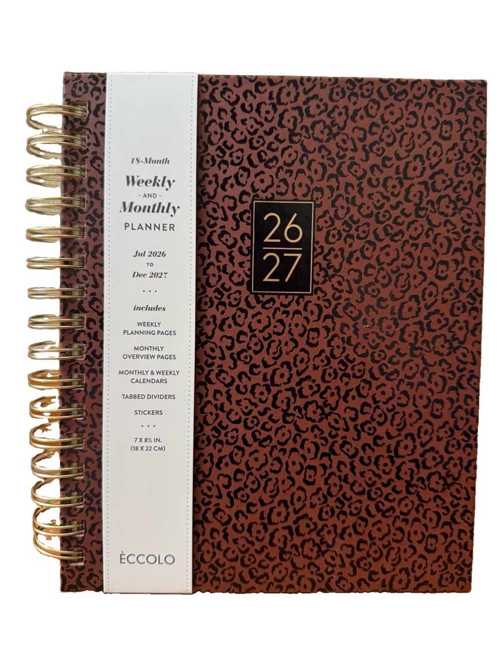 Eccolo Planner 2026- 2027 18-Month Weekly & Monthly Planner Hard Cover 8x7.5”